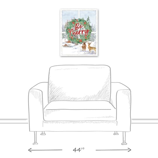 Be Merry Winter Window 16x20 Canvas Wall Art